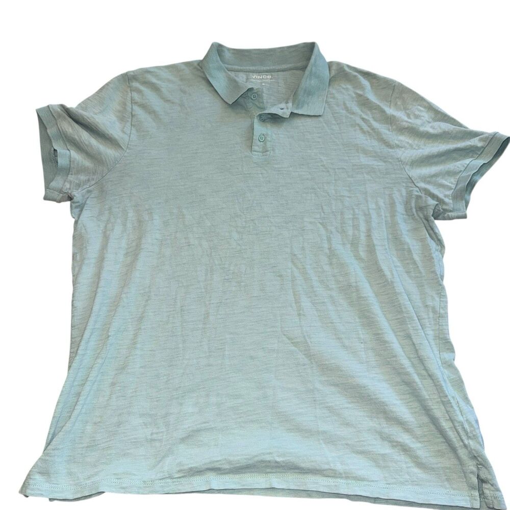 Vince Polo Shirt Men Light Blue Lightweight 100% Cotton Short Sleeve XL Preppy
